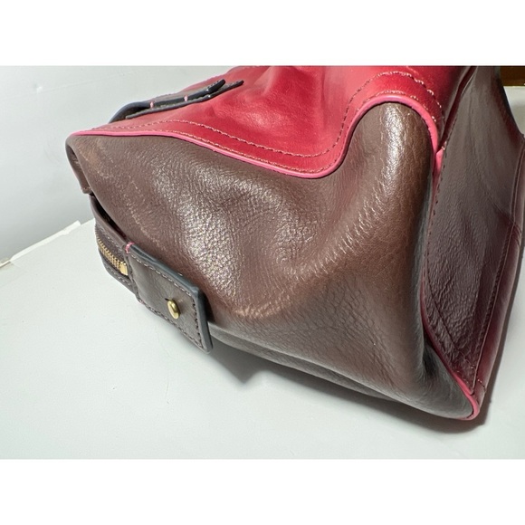 Fossil Red and Brown Leather Handbag with Key Charm - Picture 4 of 9